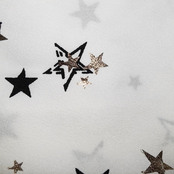 White Gold Metallic Star Print Off Shoulder Top - Picture 7 of 8